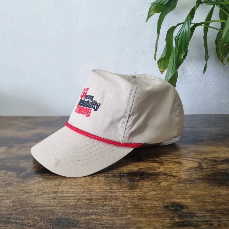 Vintage American Trucker Hat Snapback cap one size adjustable beige CSI