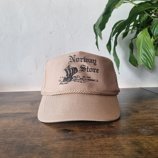 Vintage American Trucker Hat Snapback cap one size adjustable beige Norway store