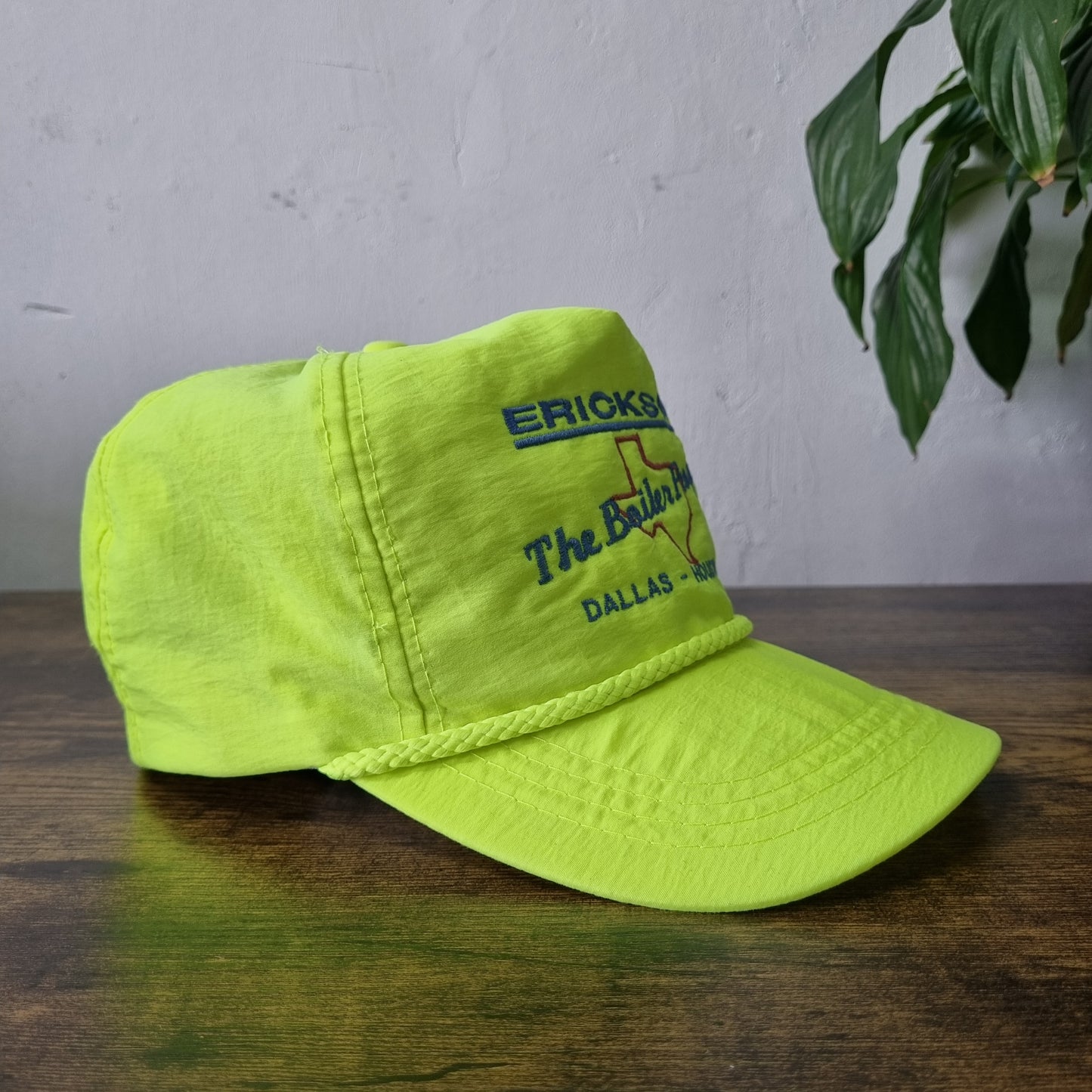 Vintage American Trucker Hat Snapback cap one size neon yellow Erickson Boiler P