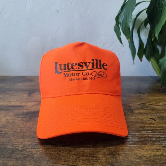 Vintage American Baseball Hat Snapback cap one size adjustable neon orange Ford Dealer