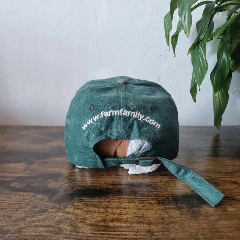 Vintage American baseball Hat Snapback cap one size adjustable dark green khaki farm family
