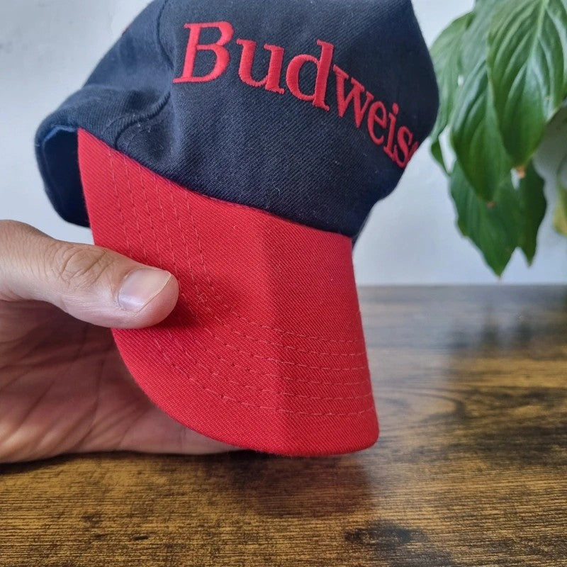 Vintage Budweiser Baseball Hat Snapback cap one size adjustable navy red
