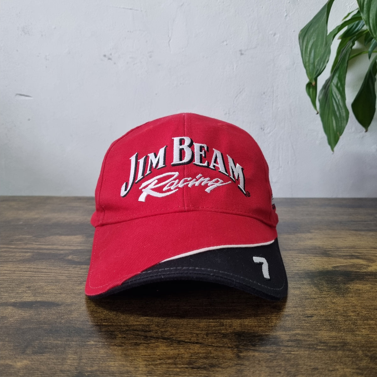 Vintage American Baseball Hat Snapback cap one size red Jim Beam racing