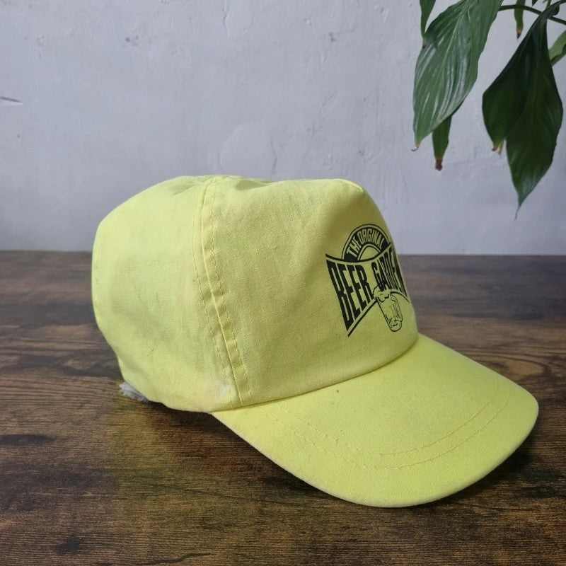 Vintage American Trucker Hat Snapback cap one size adjustable neon yellow beer garden
