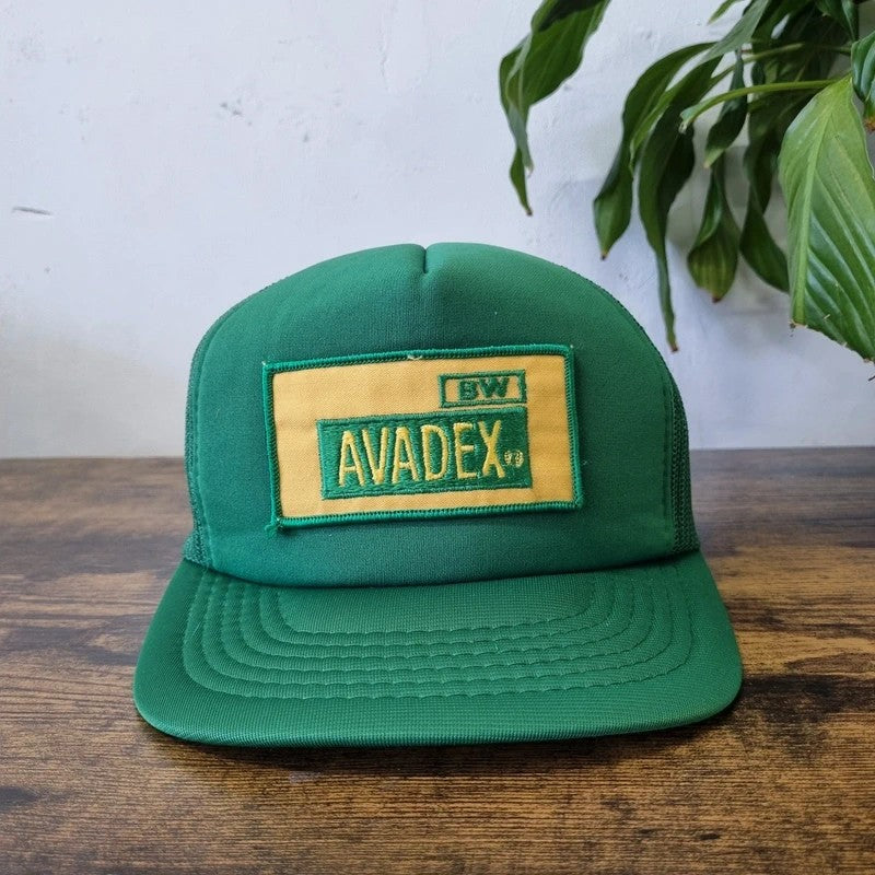 Vintage American Trucker Hat Snapback cap one size adjustable green Avadex