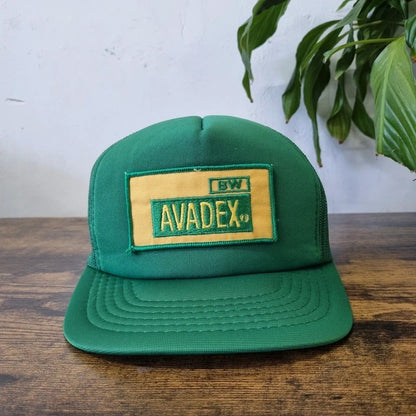 Vintage American Trucker Hat Snapback cap one size adjustable green Avadex