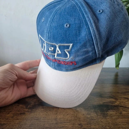 Vintage American baseball Hat Snapback cap one size adjustable faded blue cream TPS championship