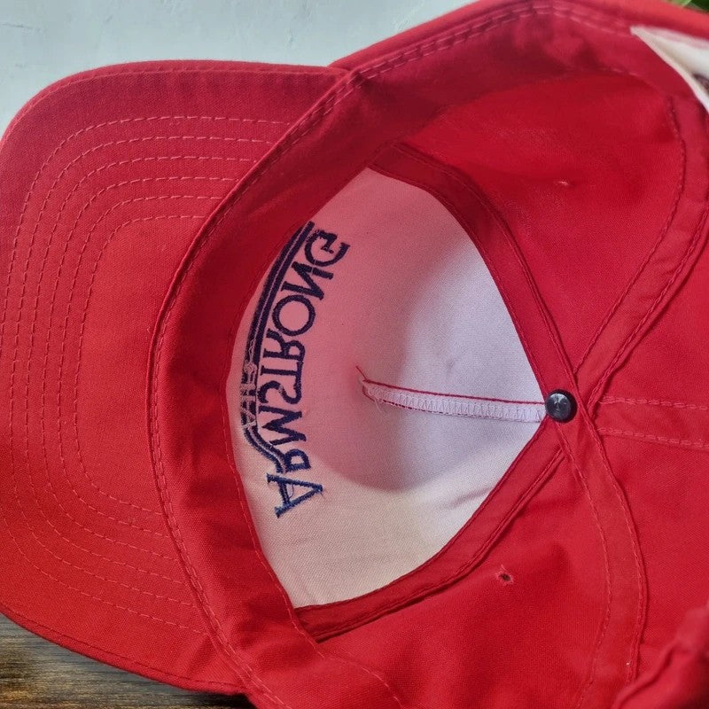 Vintage American Trucker Hat Snapback cap one size adjustable Armstrong Air red