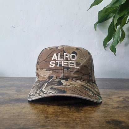 Vintage American Baseball Hat Snapback cap one size adjustable beige realtree camo alro steel