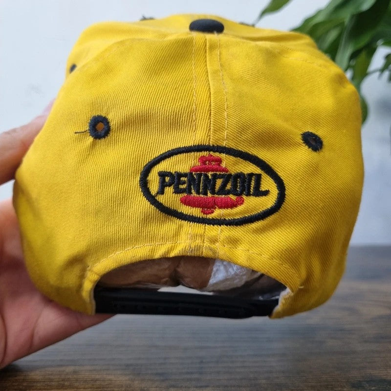 Vintage American Baseball Hat Snapback cap one size adjustable black yellow pennzoil racing