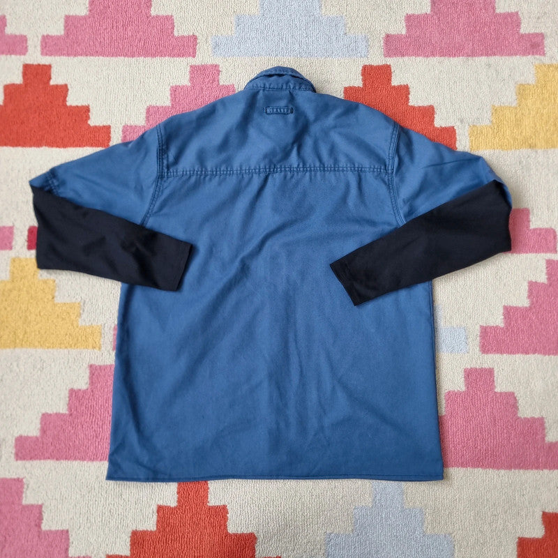 Vintage Dickies Boxy Fit Cropped shirt long Sleeve Medium plain Blue button Up Skater Y2K Surf
