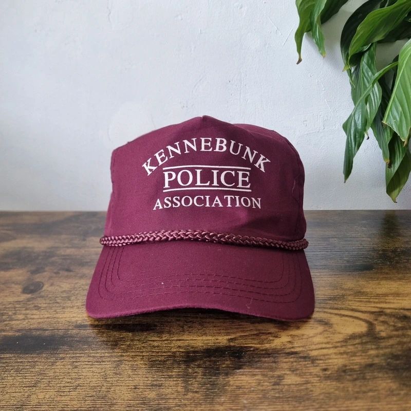 Vintage American Trucker Hat Snapback cap one size adjustable burgundy kennebunk police association