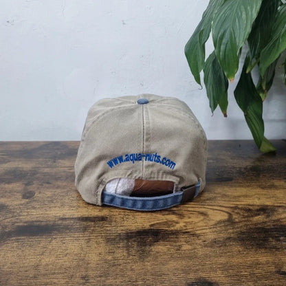 Vintage American Baseball Hat Snapback cap one size adjustable khaki blue Aqua Nuts