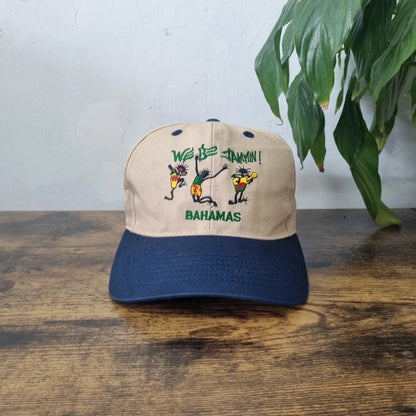 Vintage American Baseball Hat Snapback cap one size adjustable beige blue we be jammin bahams