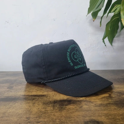 Vintage American Trucker Hat Snapback cap one size adjustable black Glencoe Butter & Produce