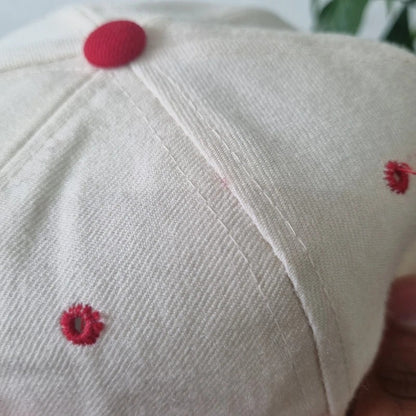 Vintage American Baseball Hat Snapback cap one size adjustable cream red raytek