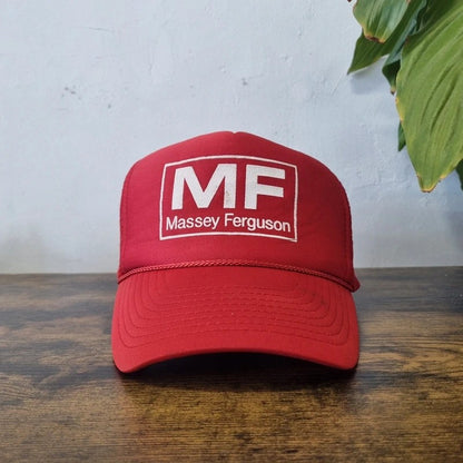 Vintage American Trucker Hat Snapback cap one size adjustable red MF massey fergeson
