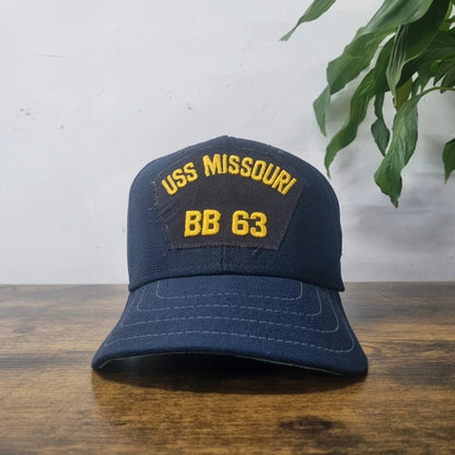 Vintage New Era Baseball Hat Snapback cap one size adjustable navy uss missouri