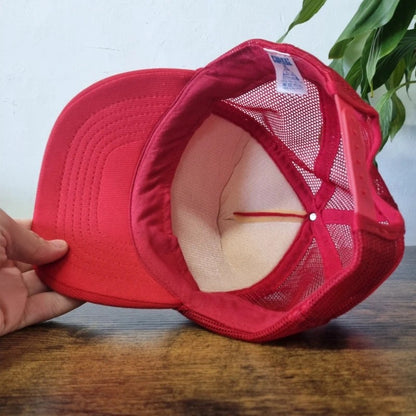 Vintage American Trucker Hat Snapback cap one size adjustable red Geyer rental service