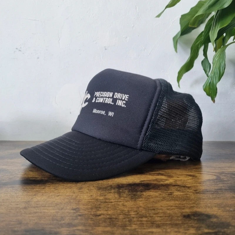 Vintage American Trucker Hat Snapback cap one size adjustable black Precision Drive & Control Inc