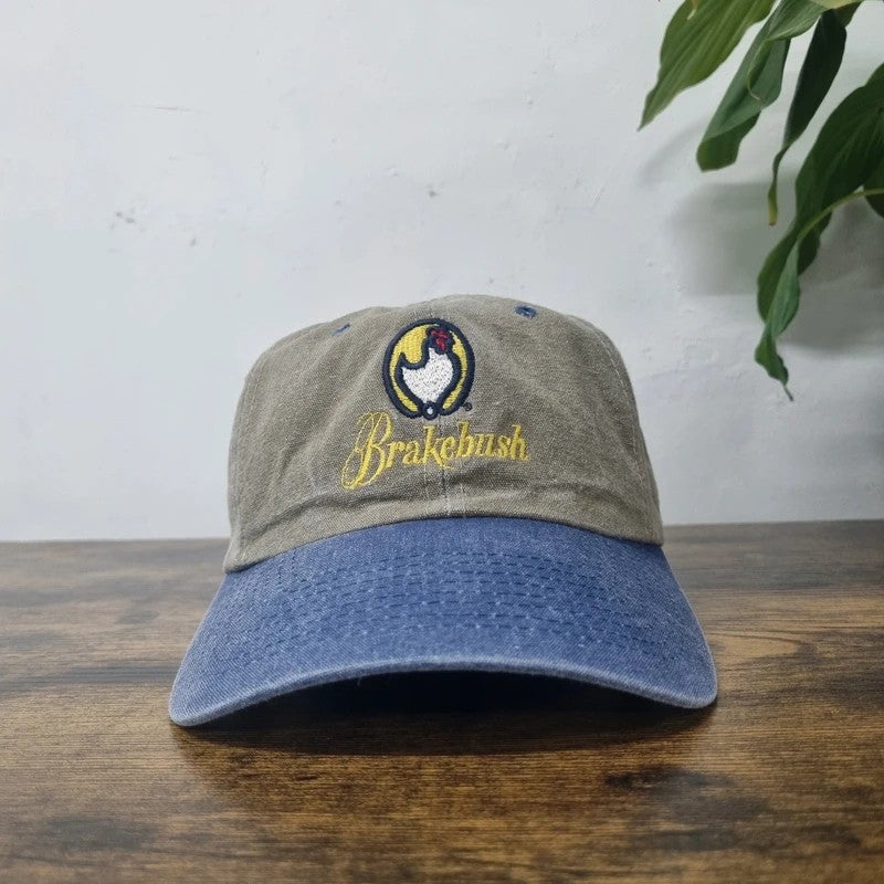 Vintage American Baseball Hat Snapback cap one size adjustable khaki blue breakbush chicken