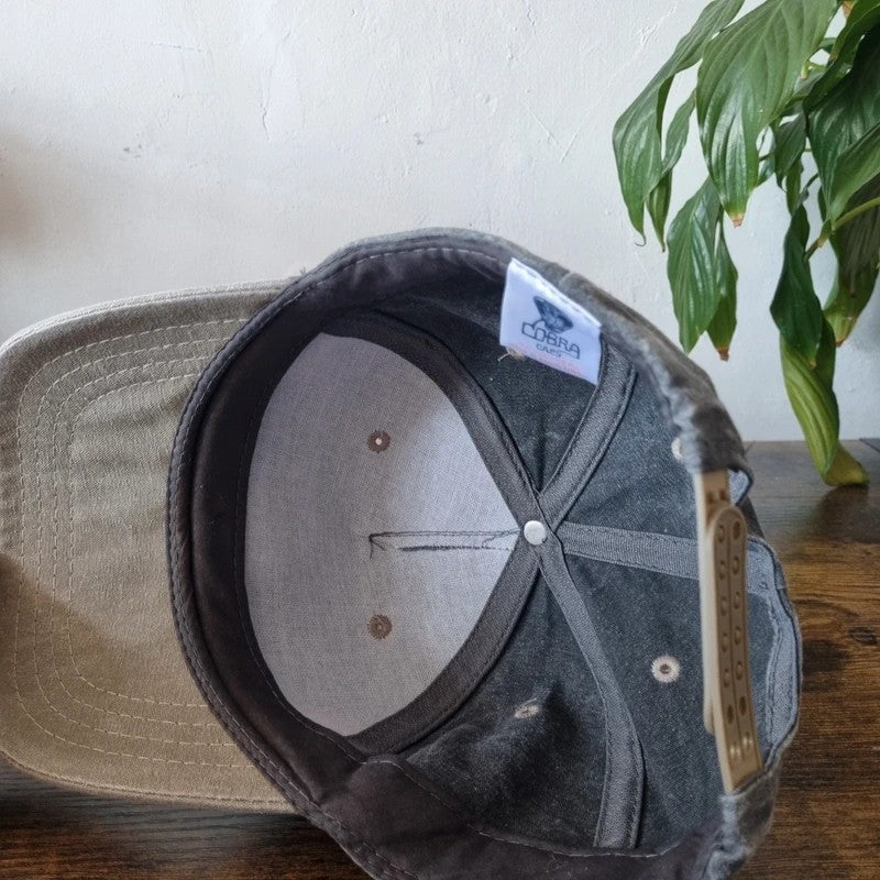 Vintage American Trucker Hat Snapback cap one size adjustable grey beige Scherzer & Associates