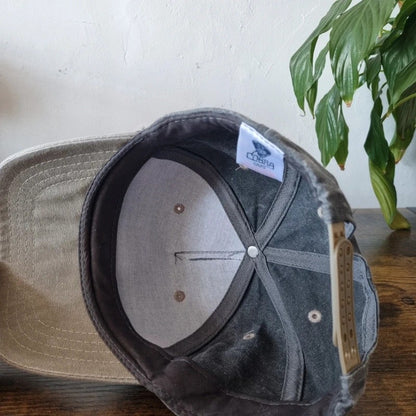 Vintage American Trucker Hat Snapback cap one size adjustable grey beige Scherzer & Associates