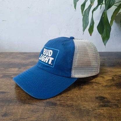 Vintage American Baseball Hat Snapback cap one size adjustable blue white Bud light