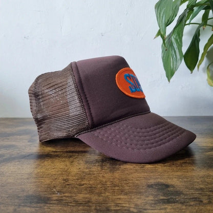 Vintage American Trucker Hat Snapback cap one size adjustable brown SD coffee pot