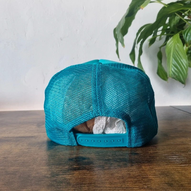 Vintage American Trucker Hat Snapback cap one size adjustable green well drilling