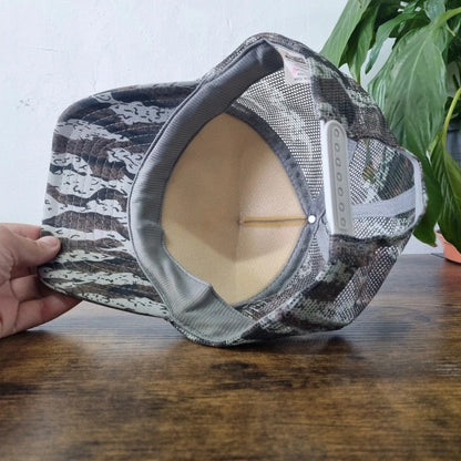 Vintage American Baseball Hat Snapback cap one size adjustable grey brown camo Lee's pure deer
