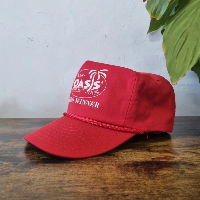 Vintage American Trucker Hat Snapback cap one size adjustable red oasis hotel casino
