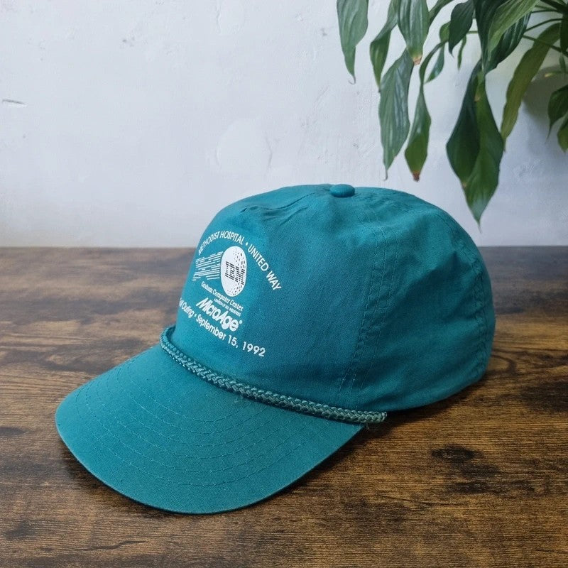 Vintage American Trucker Hat Snapback cap one size adjustable green IBM golf