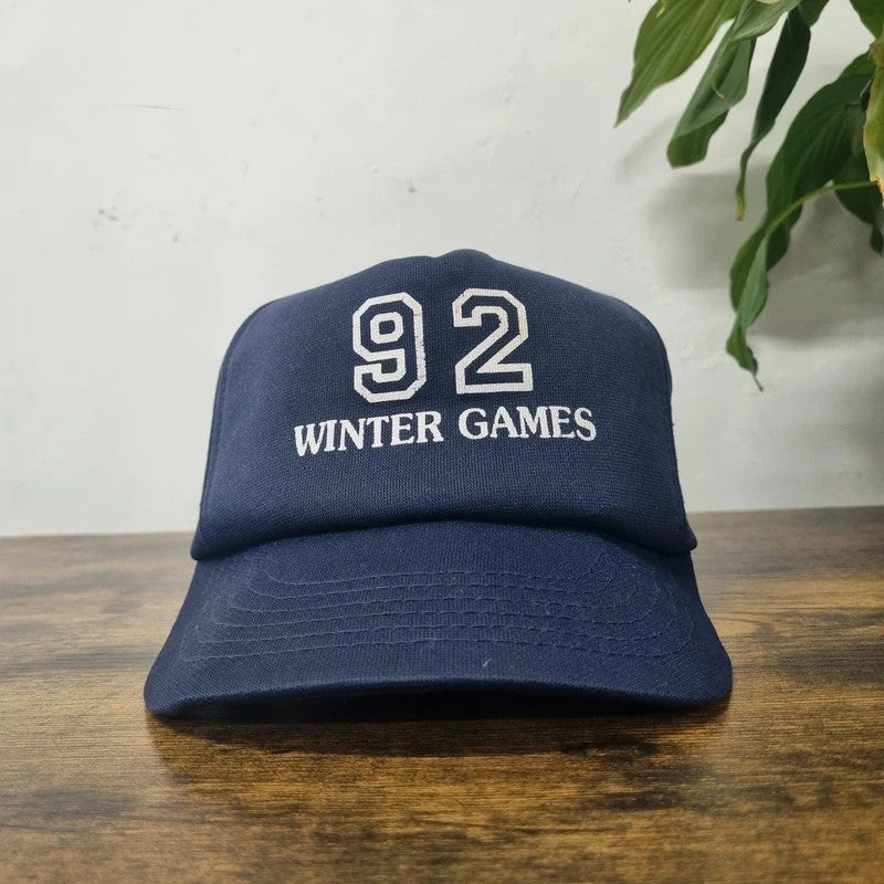 Vintage American Baseball Hat Snapback cap one size adjustable navy Winter games 92