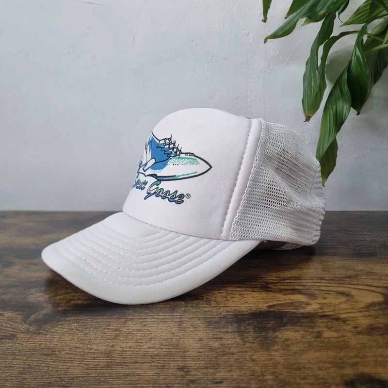 Vintage American Trucker Hat Snapback cap one size adjustable white plane spruce goose