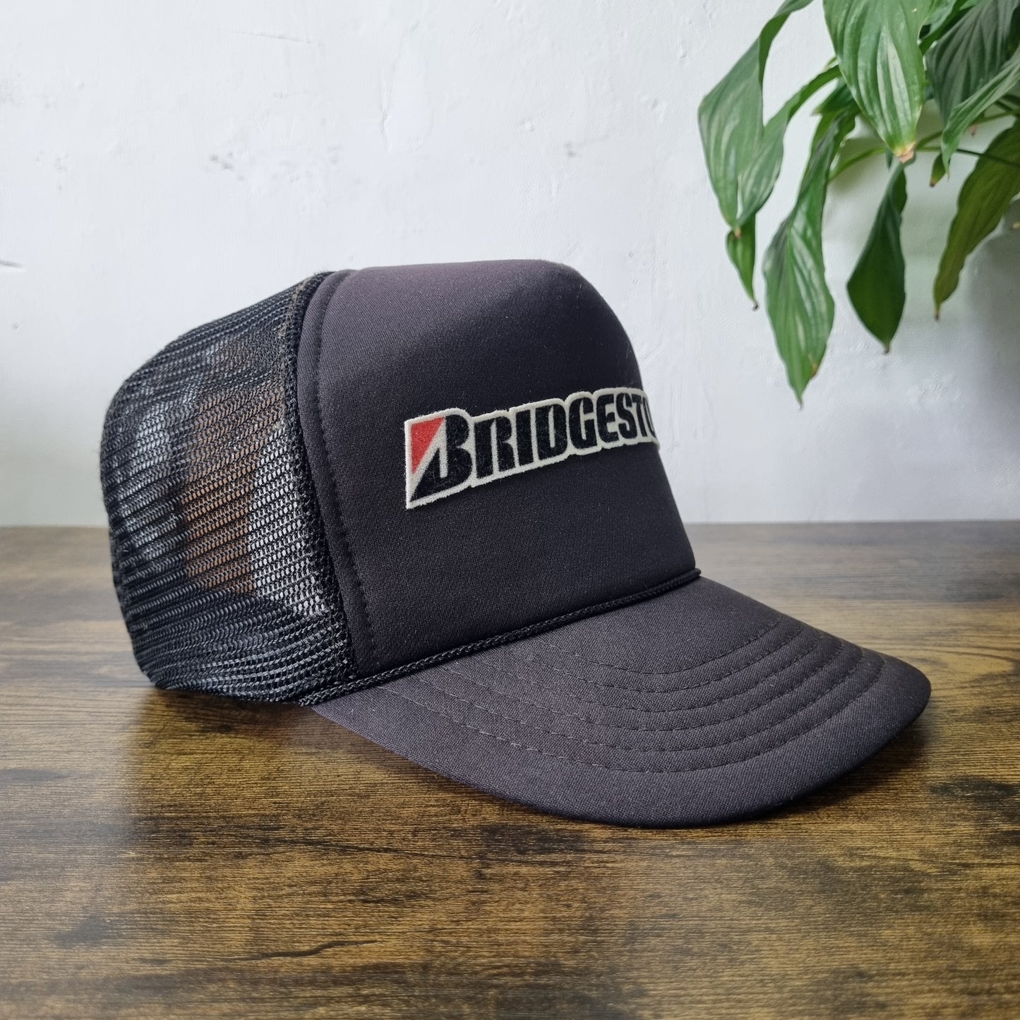 Vintage American Trucker Hat Snapback cap one size Bridgestone tire black