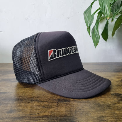 Vintage American Trucker Hat Snapback cap one size Bridgestone tire black