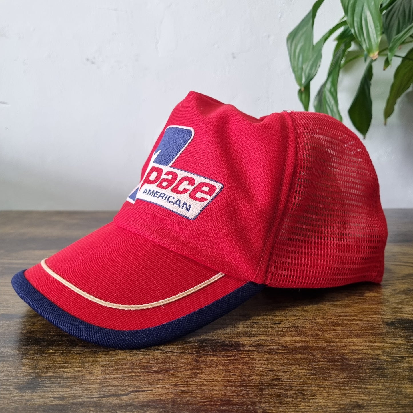 Vintage American Trucker Hat Snapback cap one size adjustable red Pace america