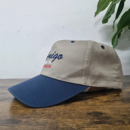 Vintage American Baseball Hat Snapback cap one size adjustable beige navy amigo truck