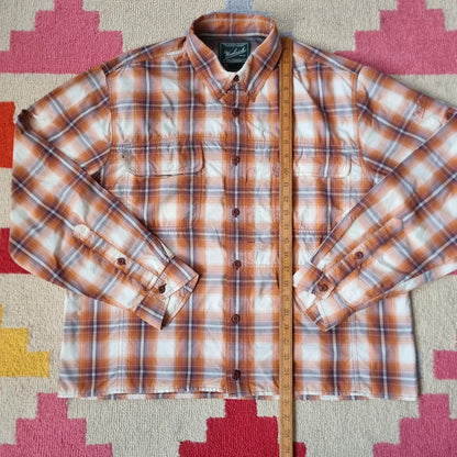 Vintage Woolrich Boxy Fit Cropped Shirt Long Sleeve large check Brown Button Up Skater Y2K