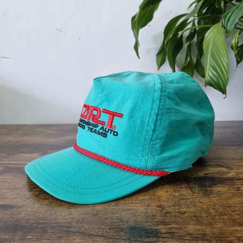 Vintage American Trucker Hat Snapback cap one size adjustable green cart racing team