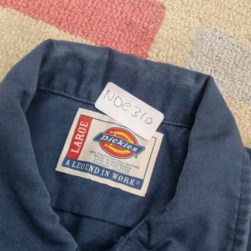 Vintage Dickies Boxy Fit Cropped Shirt Short Sleeve large plain Black Button Up Skater Y2K Surf