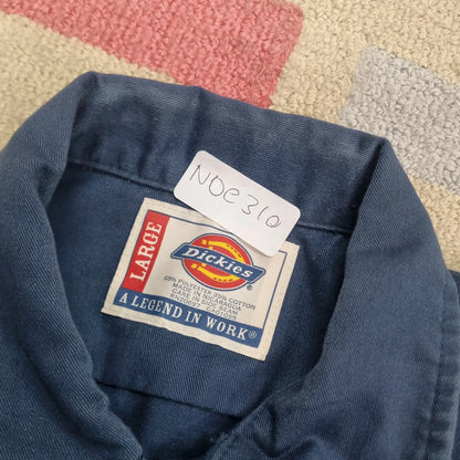 Vintage Dickies Boxy Fit Cropped Shirt Short Sleeve large plain Black Button Up Skater Y2K Surf