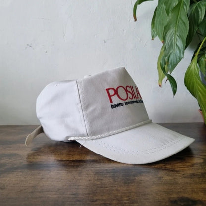 Vintage American Trucker Hat Snapback cap one size adjustable white Posilac