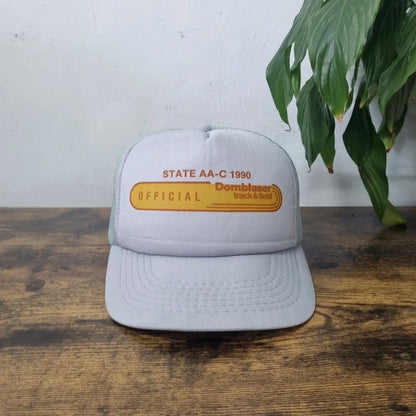Vintage American Trucker Hat Snapback cap one size adjustable grey track and field 90s