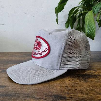 Vintage American Trucker Hat Snapback cap one size adjustable grey rolling oaks ranch
