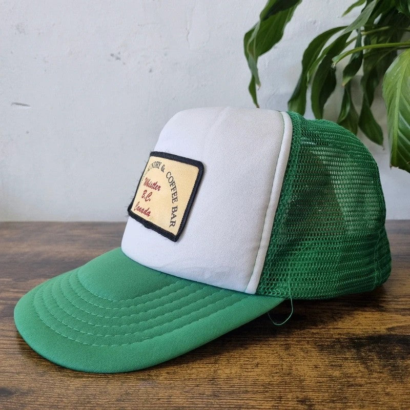 Vintage American Trucker Hat Snapback cap one size green white nesters laundry &coffee