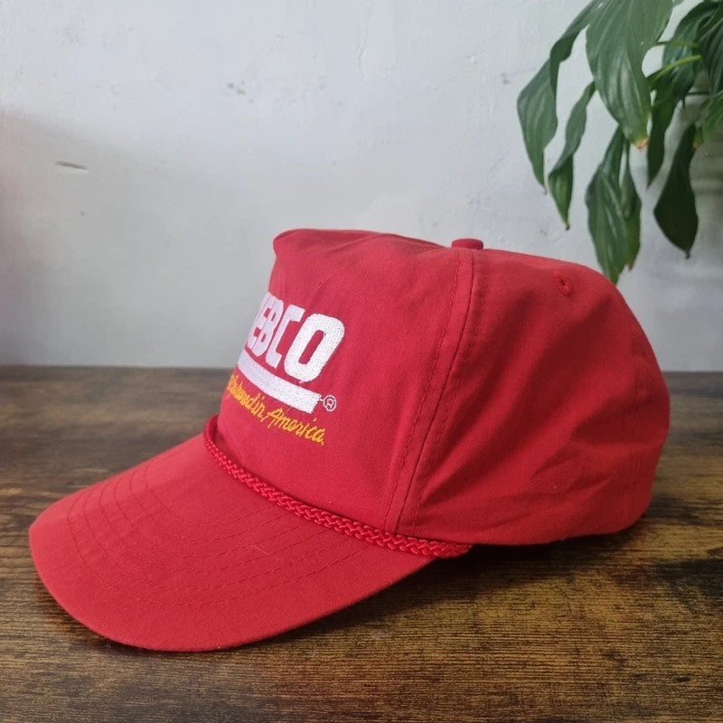 Vintage American Trucker Hat Snapback cap one size red Zebco fishing