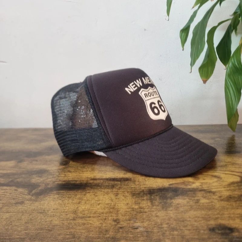 Vintage American Trucker Hat Snapback cap one size adjustable black route 66 new mexico