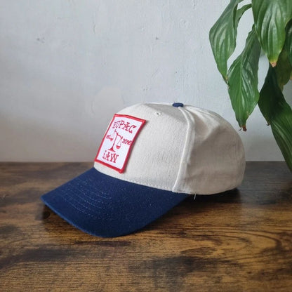 Vintage American baseball Hat Snapback cap one size adjustable cream navy Zupac law